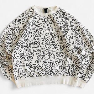 H&M Keith Haring Print Oversized AOP Sweatshirt Sweater L
